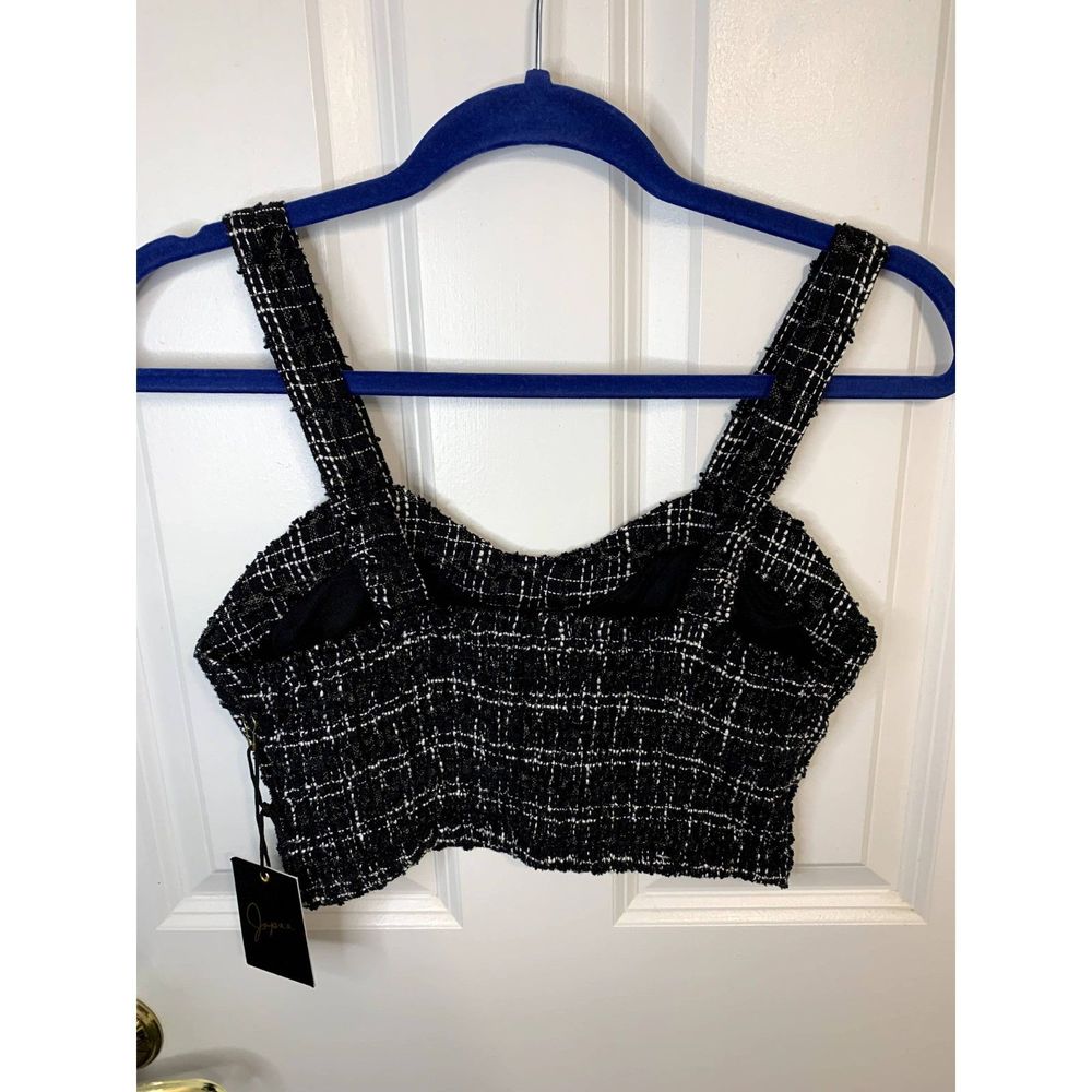 Japna Black & White Twill Crop Top Size Small - NWT - Picture 2 of 6